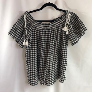 Loft NWT black and white gingham top L